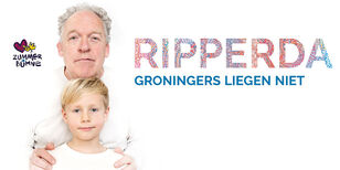 Het hoofd van Bert Visscher leunend op het hoofd van een blond jongetje. Rechts daarvan groot de titel: Ripperda. Met als ondertitel: Groningers liegen niet. Helemaal links in het klein het logo van Zummerbuhne.
